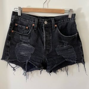 Levi’s 501 black distressed shorts size 27